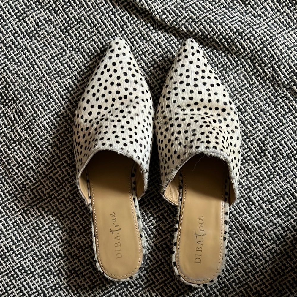 Diba Black and White Spotted Mules great condition